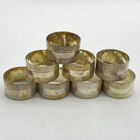 VTG Metal Napkin Rings Silver Gold Assorted Lot Of 17 Mixed Round Ornate Xmas - Picture 8 of 11